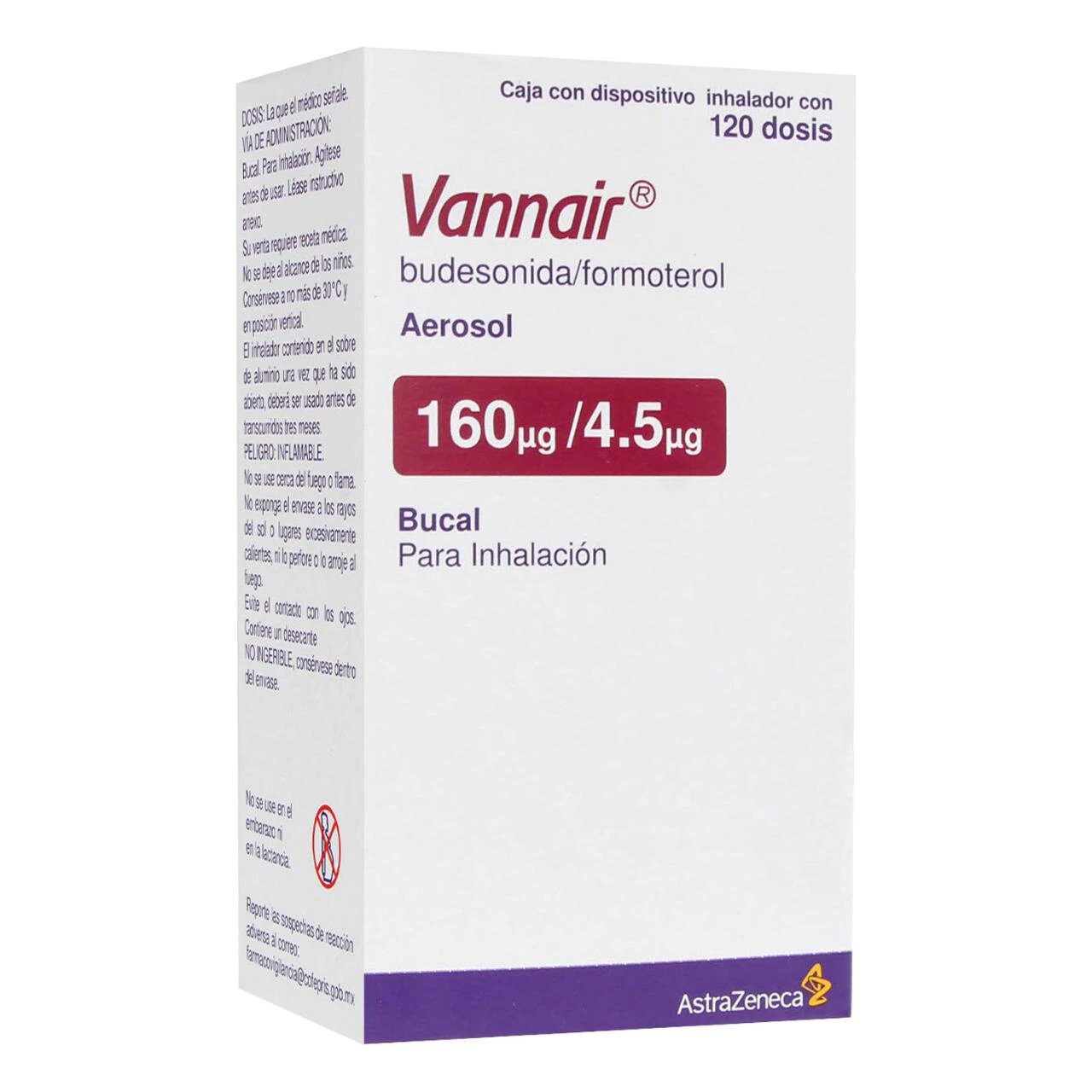 VANNAIR AEROSOL 160/4.5 MCG. CAJA C/DISP. INHALADOR C/120 DOSIS