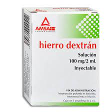 HIERRO DEXTRAN INY. 100 MG. CAJA C/3 AMP. C/2 ML.