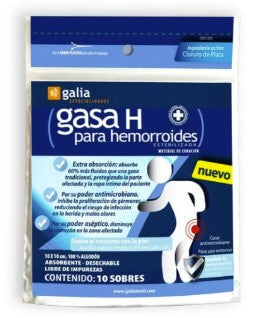 GASA GALIA HEMORROIDES 10X10CM C/10